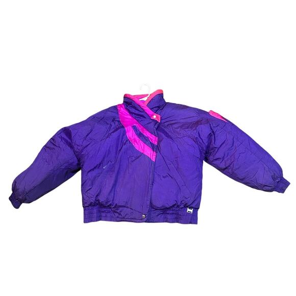 Vintage Liberty Bell Purple Down Puffer Ski Jacket Women Size XL Snap Button Zip - Picture 5 of 7